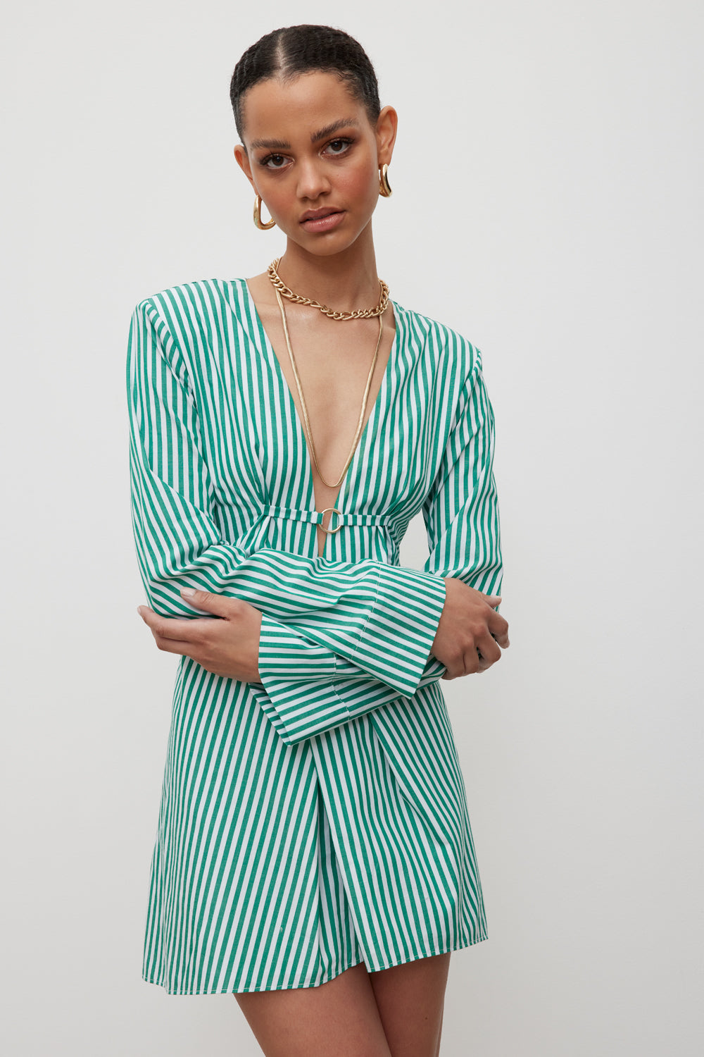 Missguided satin dress with twist front in blue polka dot discount